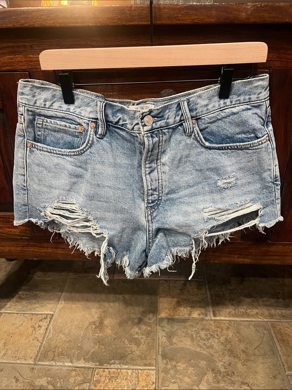 FREE PEOPLE Destroyed Denim Shorts 30